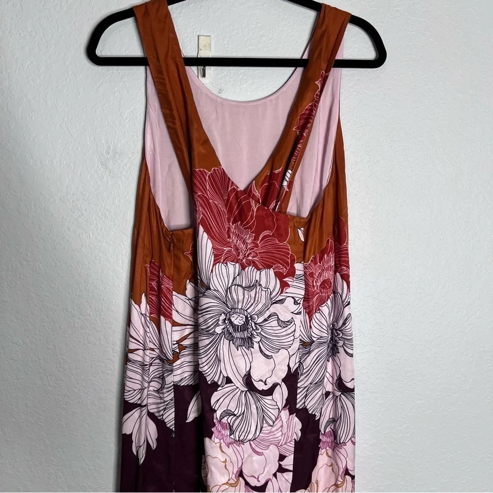 Anthropologie Maeve Maxi Dress Women’s XL Floral Twist Back Orange Slit Sides Q - Picture 6 of 11
